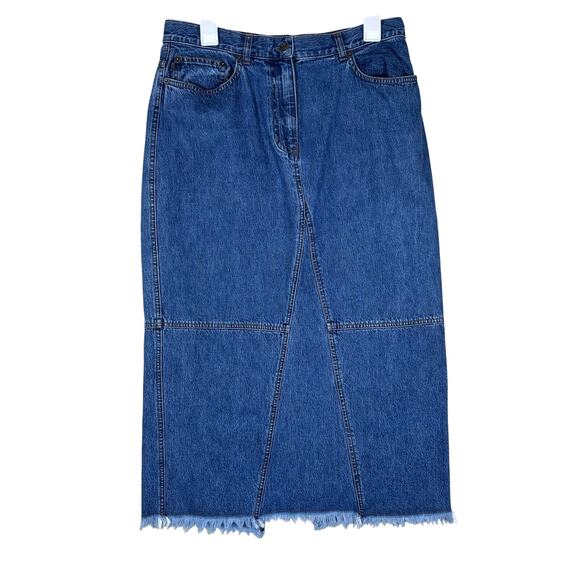 Vintage Lauren Jeans Co. Ralph Lauren Denim Maxi Skirt Women’s 12P Split Back - Picture 1 of 12